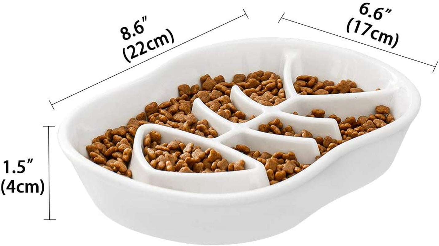 White Ceramic Slow Feeder Pet Bowl