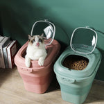 Foldable Pet Food Storage Containers Large Capacity Airtight Dog Cat Dry Food Storage Sealed Bucket Pet Accessories