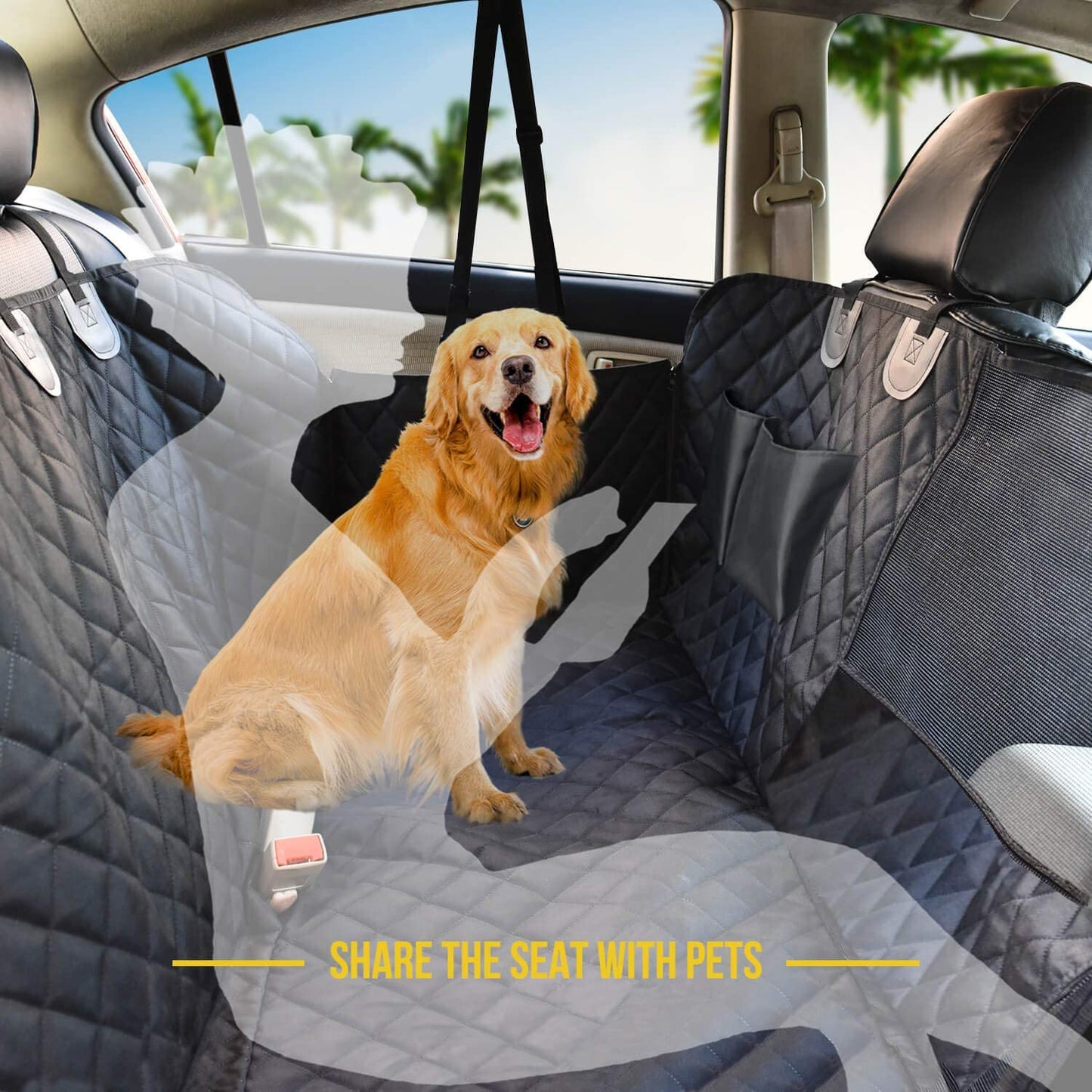 Dog Seat Cover for Back Seat, 100% Waterproof Dog Car Seat Covers with Mesh Window, Scratch Prevent Antinslip Dog Car Hammock, Car Seat Covers for Dogs, Dog Backseat Cover for Cars,Standard
