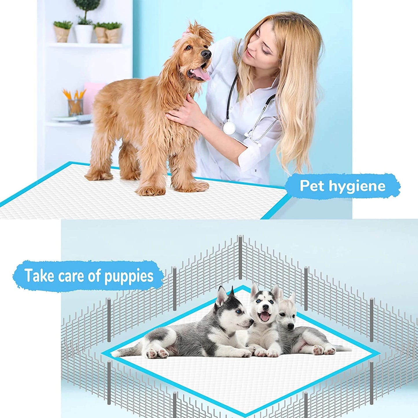 Super Absorbent Pet Diaper Dog Training Pee Pads Disposable Healthy Nappy Mat for Cats Dog Diapers Quick-Dry Surface Mat