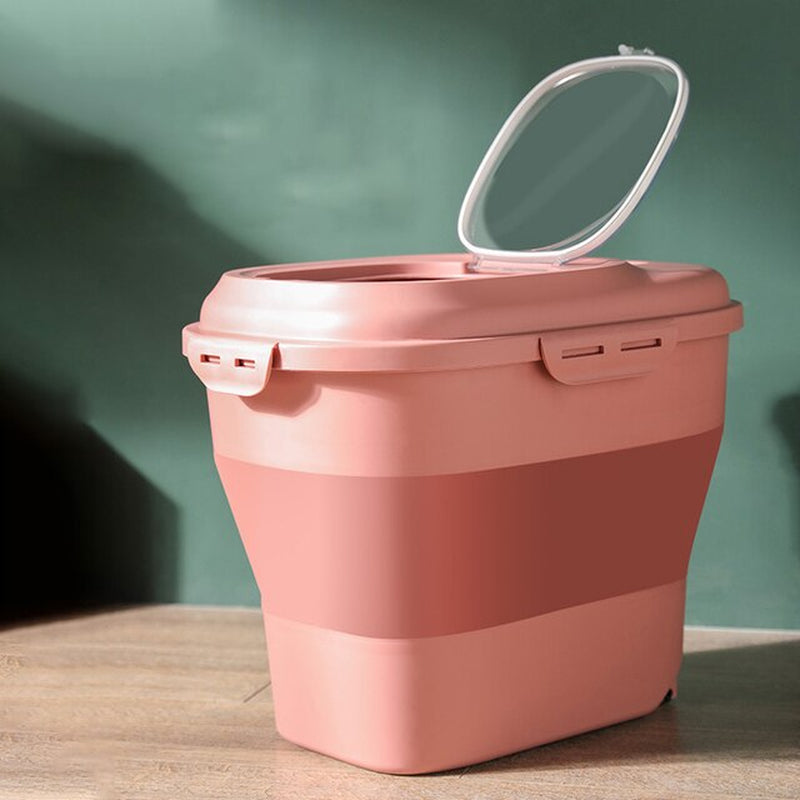 Foldable Pet Food Storage Containers Large Capacity Airtight Dog Cat Dry Food Storage Sealed Bucket Pet Accessories