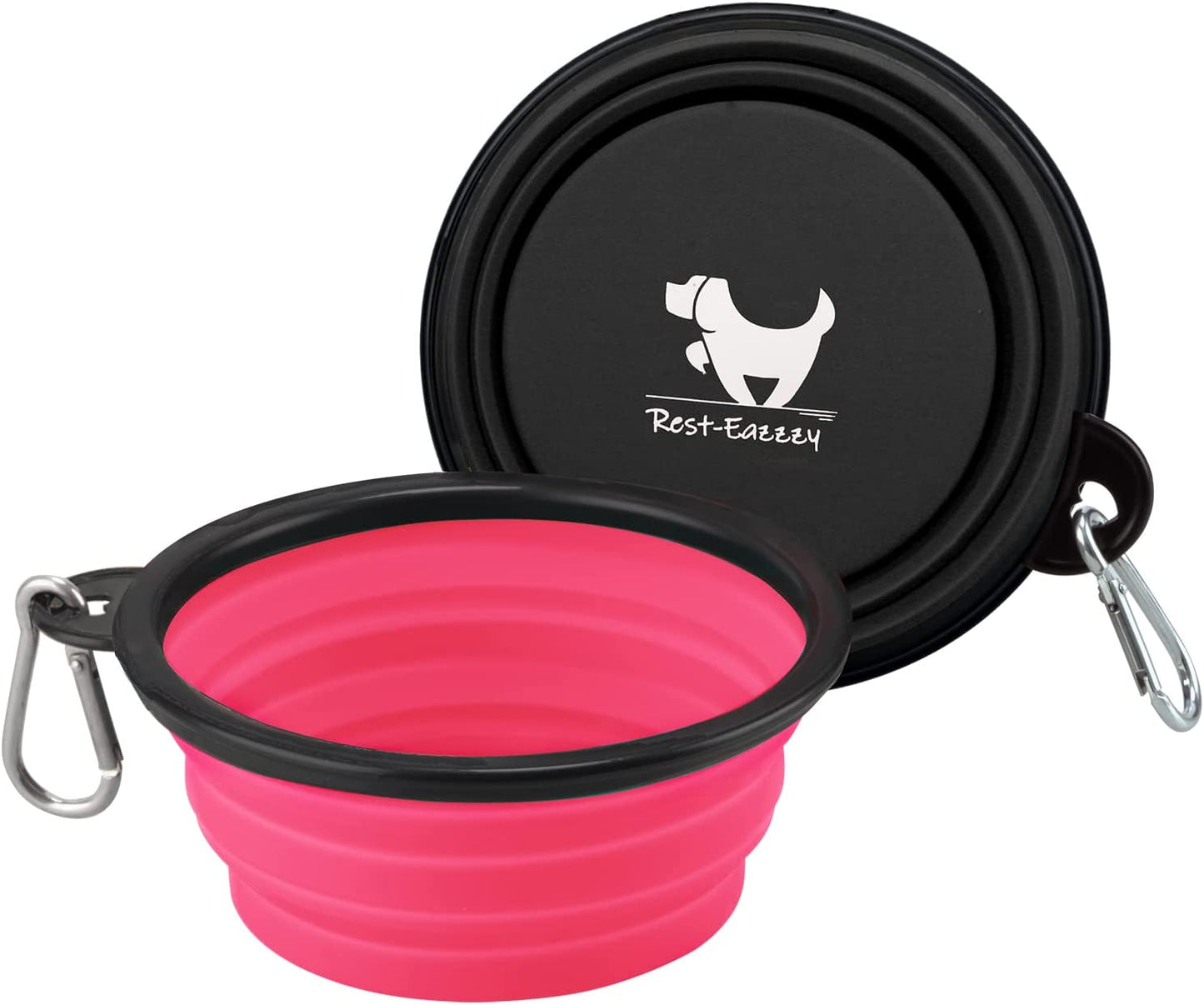 Collapsible Dog Bowls for Travel, 2-Pack Dog Portable Water Bowl for Dogs Cats Pet Foldable Feeding Watering Dish for Traveling Camping Walking with 2 Carabiners, BPA Free